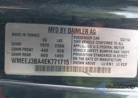 2014 Smart Fortwo Pure/Passion from USA, damaged, VIN WMEEJ3BA4EK771715